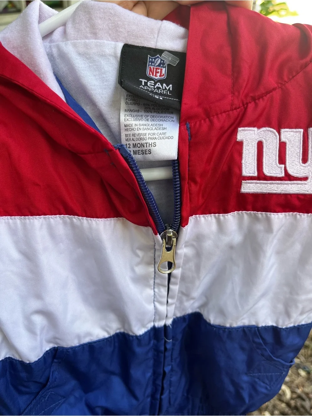 New York Giants Red White Blue Toddler Windbreaker Jacket